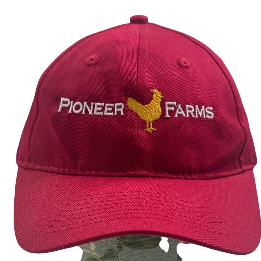 Port & Company Pioneer Farms Red Embroidered Rooster Baseball Cap Hat Adjustable